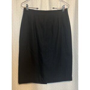 Talbots Skirt Size 8 Black Knee Length Silk / Cotton Blend Pencil Slit AR14